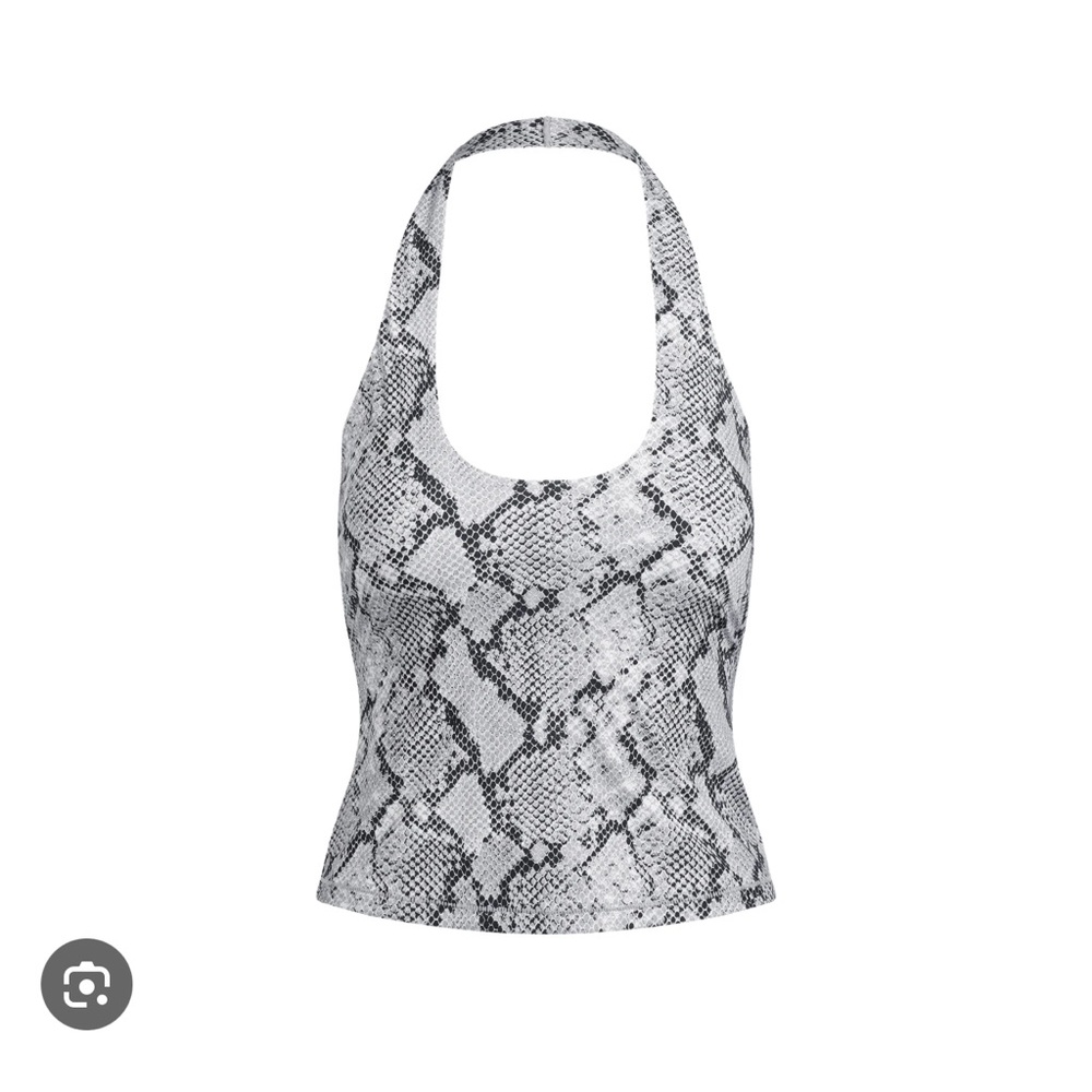 Skims cling matte halter top snakeskin print Small
